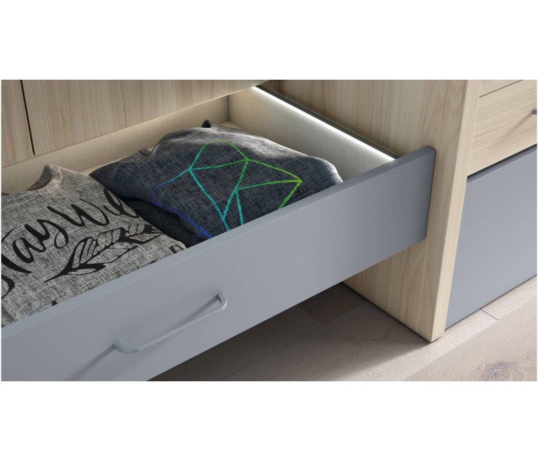 Cama compacta juvenil con armario de 2 puertas +cajones DS430CMP17