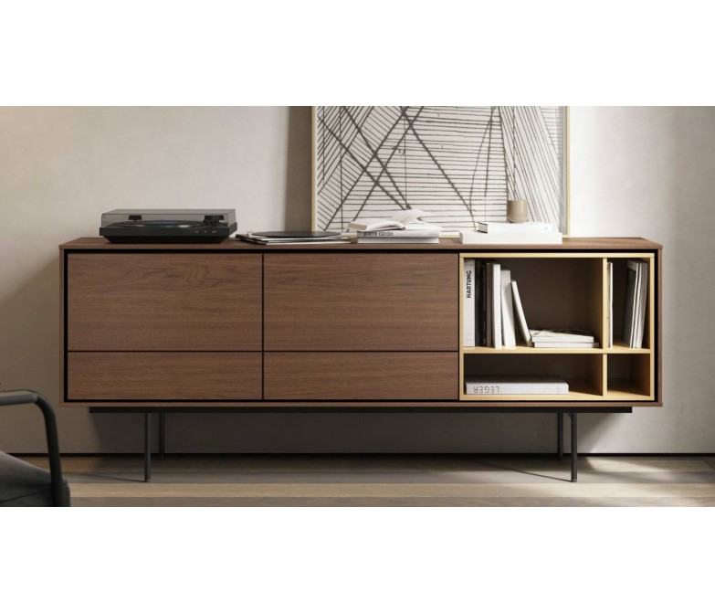 Mueble aparador madera nogal con patas TREKU DS36AUR12