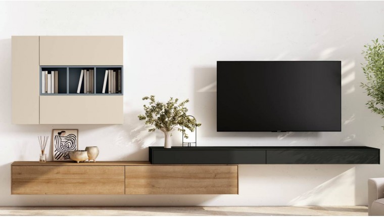 Composición de salón versátil con módulos colgados DS459BE8