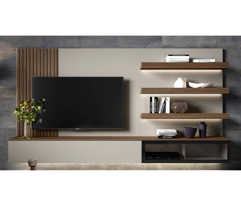 Mueble de salón con panel y luz led DS459BE15