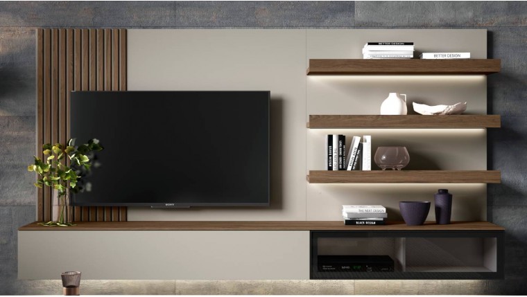 Mueble de salón con panel y luz led DS459BE15