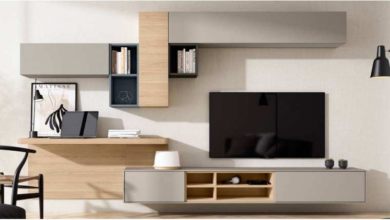 Composición mueble de salón TV y escritorio DS459BE31