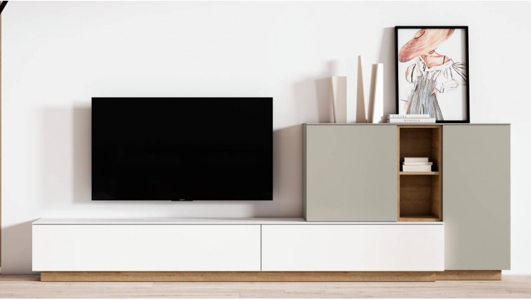 Mueble de salón con zócalo y estanteria DS459BE32