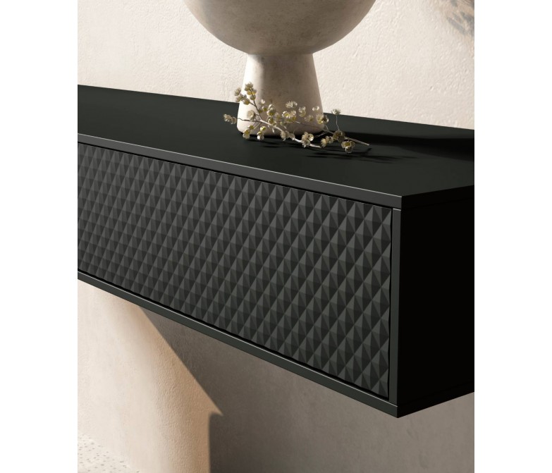 Mueble recibidor con 2 cajones colgado y espejo redondo  DS459BE52