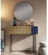 Mueble consola con espejo redondo en chapa natural DS172BRV53