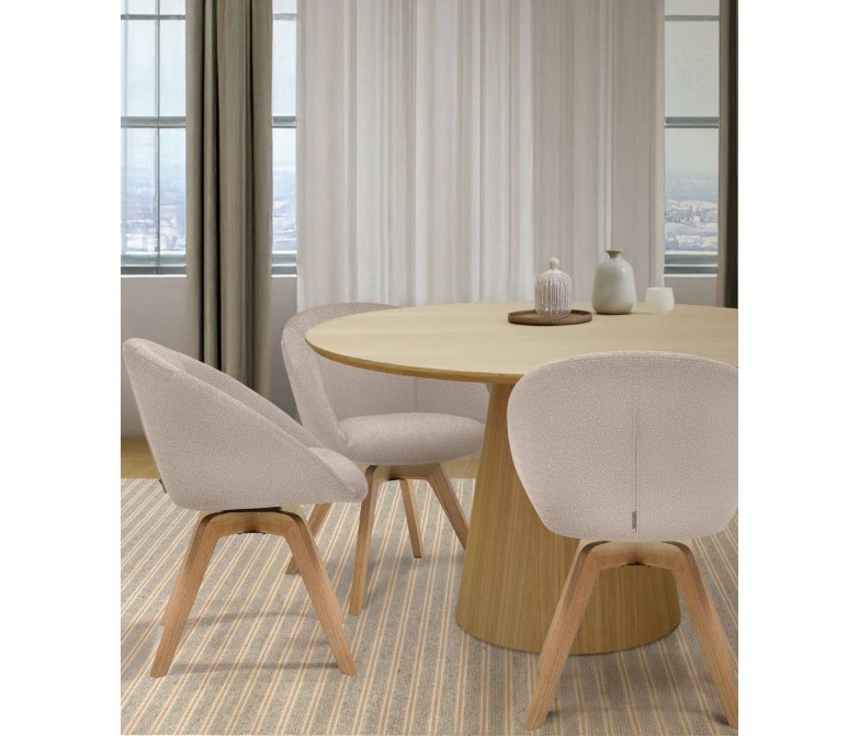 Silla giratoria tapizada con pie de madera en varios tejidos DS248ALL