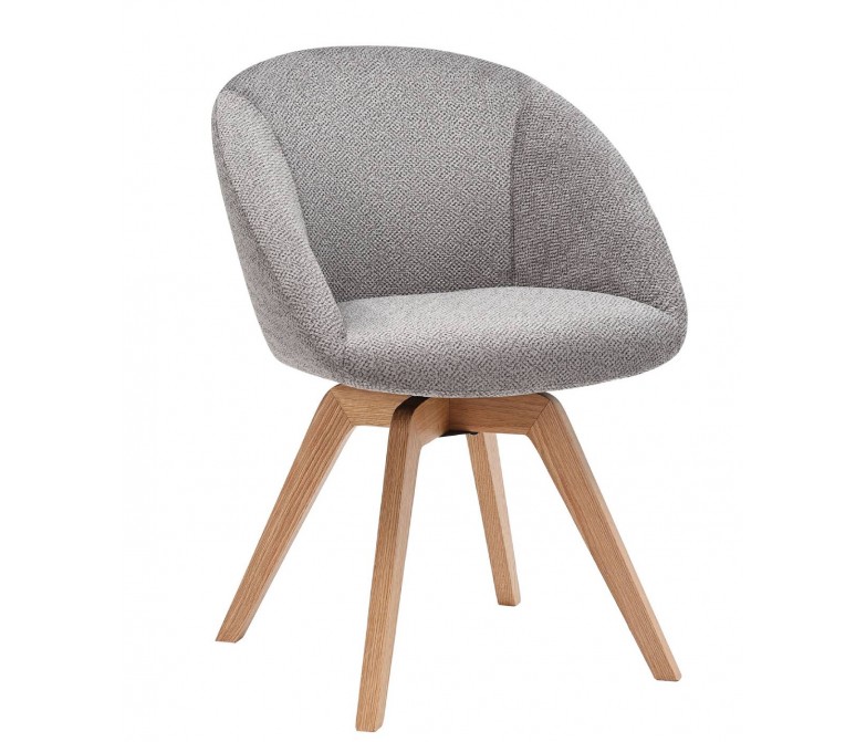 Silla giratoria tapizada con pie de madera en varios tejidos DS248ALL