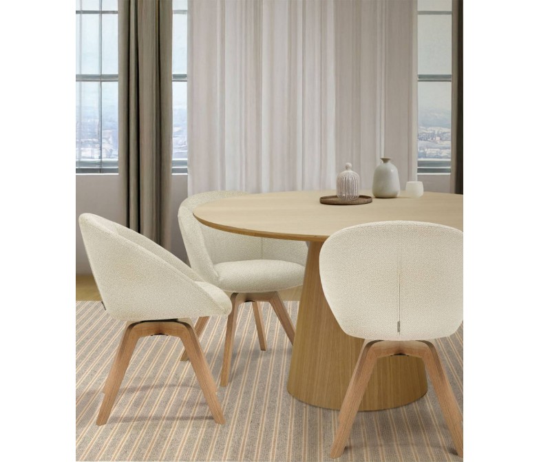 Silla giratoria tapizada con pie de madera en varios tejidos DS248ALL