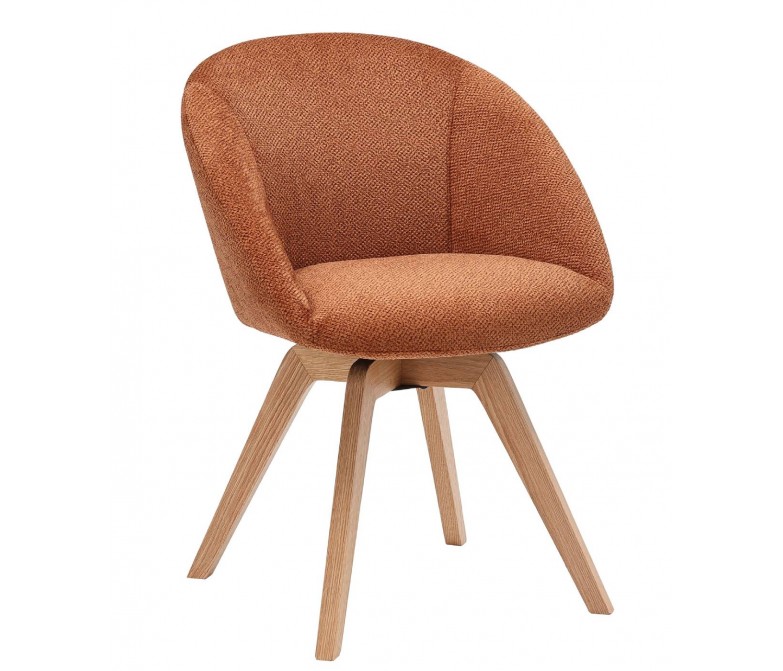Silla giratoria tapizada con pie de madera en varios tejidos DS248ALL