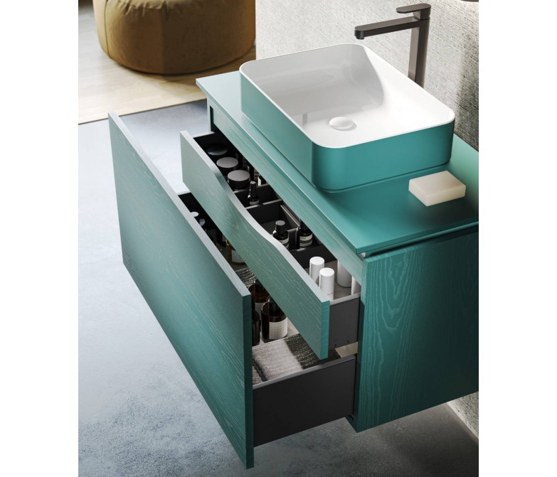Mueble de baño de 2 cajones con espejo DS880LZ03