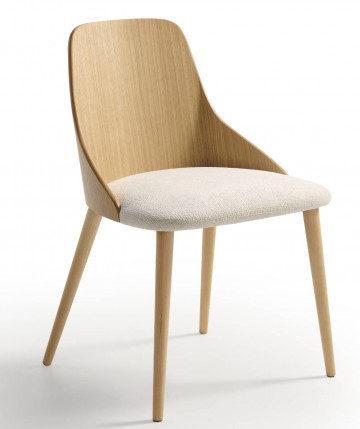 Silla tapizada con respaldo y patas de madera DS690CTS