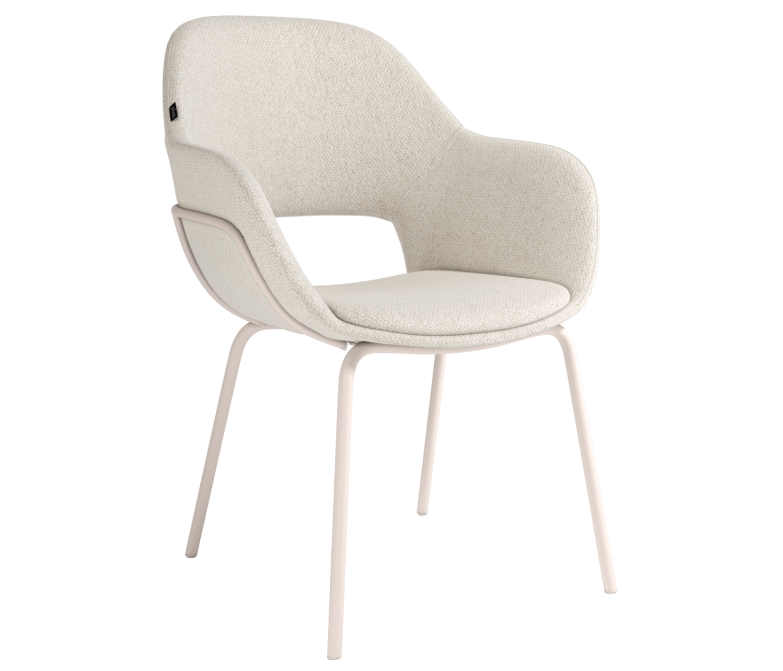 Silla tapizada con patas de metal blanco DS474BRSBN