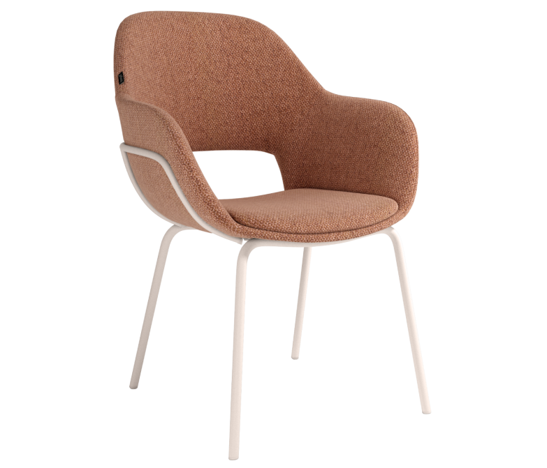 Silla tapizada con patas de metal blanco DS474BRSBN