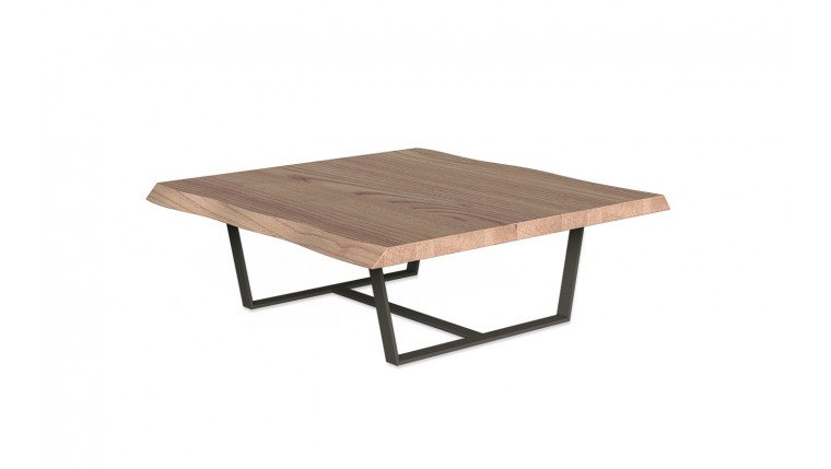 Mesa centro de madera con patas de hierro