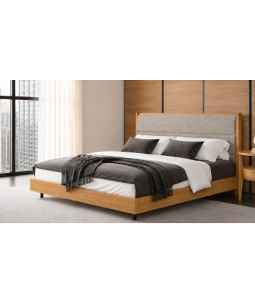 Cama de matrimonio en madera maciza y tapizado DS380ST
