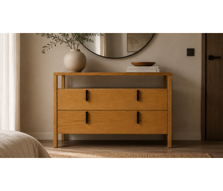 Cómoda de madera maciza 3 o 2 cajones DS380ST