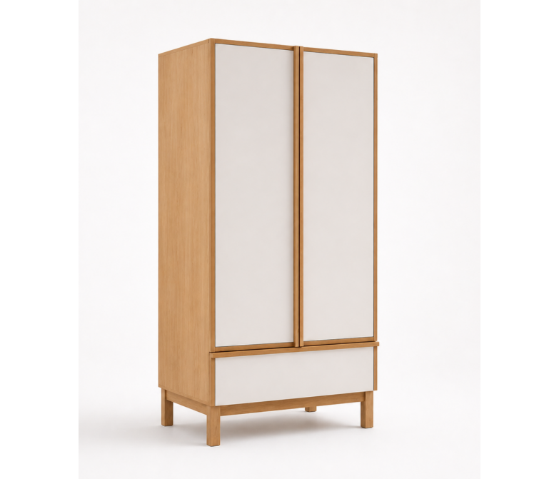 Conjunto dormitorio en madera maciza con armario, cómoda y mesitas DS380ST