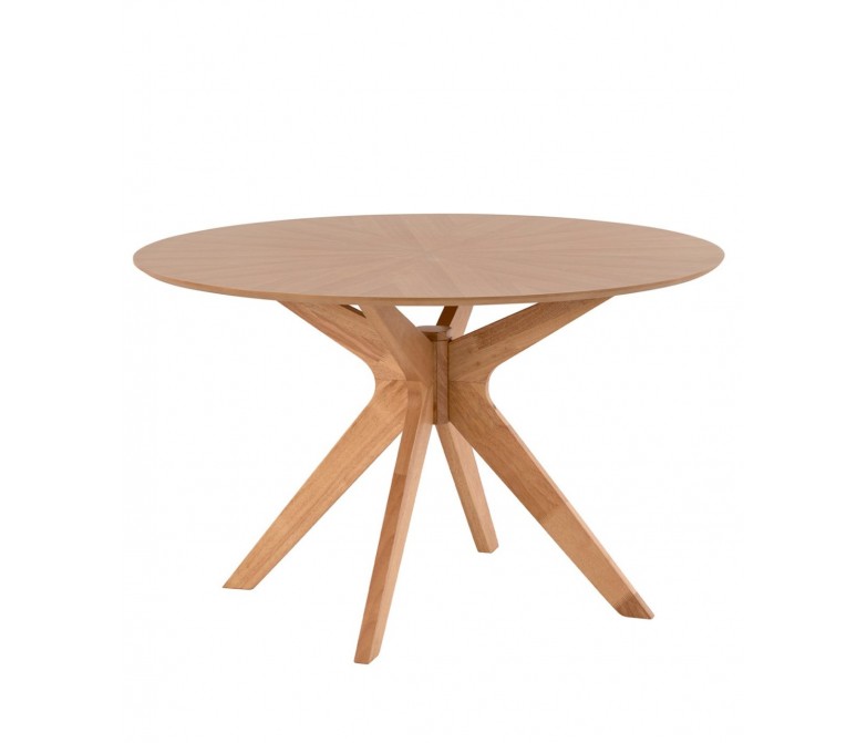 Mesa fija de madera redonda con patas tipo aspa
