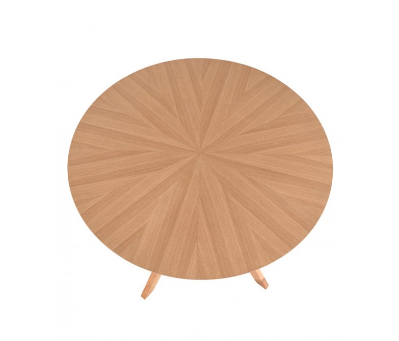 Mesa fija de madera redonda con patas tipo aspa