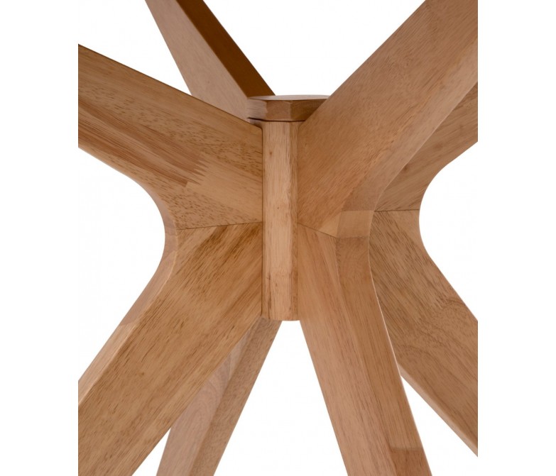 Mesa fija de madera redonda con patas tipo aspa