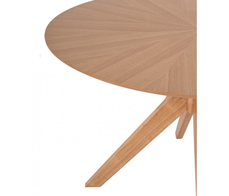 Mesa fija de madera redonda con patas tipo aspa