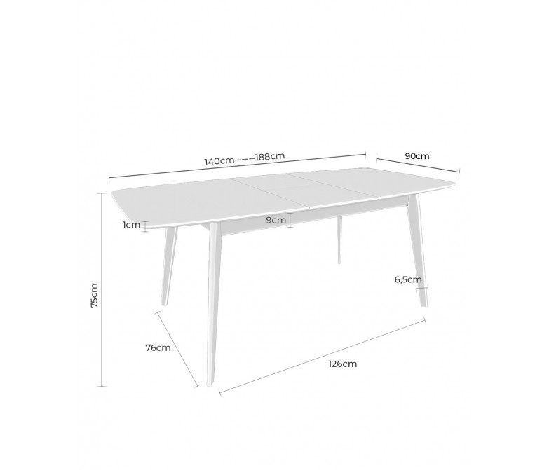 MESA COMEDOR EXTENSIBLE MADERA ROBLE Y BLANCO