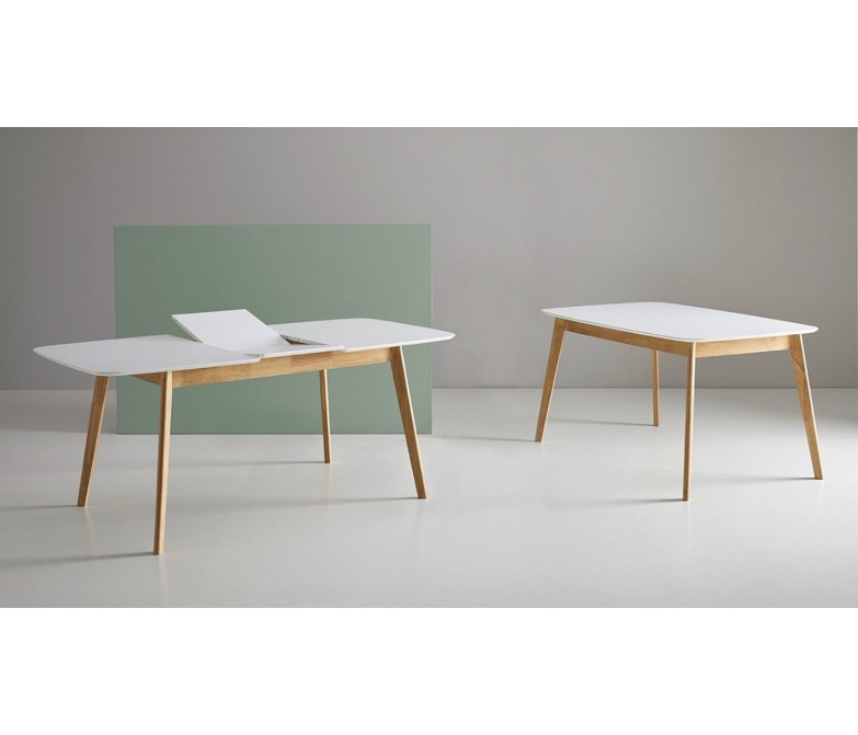 MESA COMEDOR EXTENSIBLE MADERA ROBLE Y BLANCO