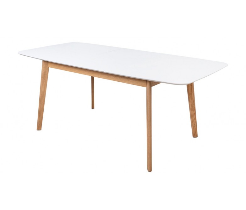MESA COMEDOR EXTENSIBLE MADERA ROBLE Y BLANCO