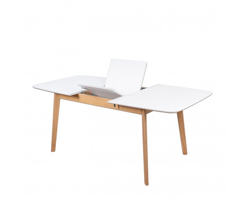 MESA COMEDOR EXTENSIBLE MADERA ROBLE Y BLANCO