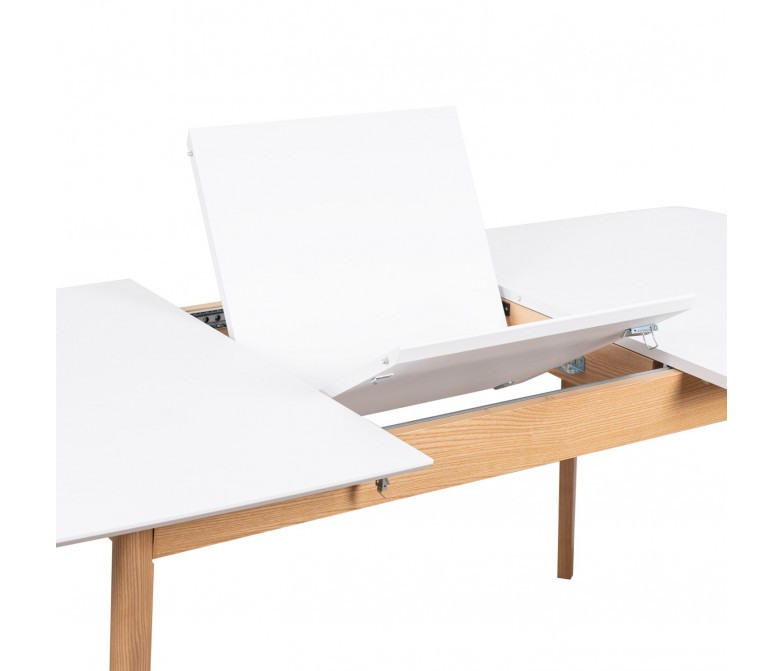 MESA COMEDOR EXTENSIBLE MADERA ROBLE Y BLANCO
