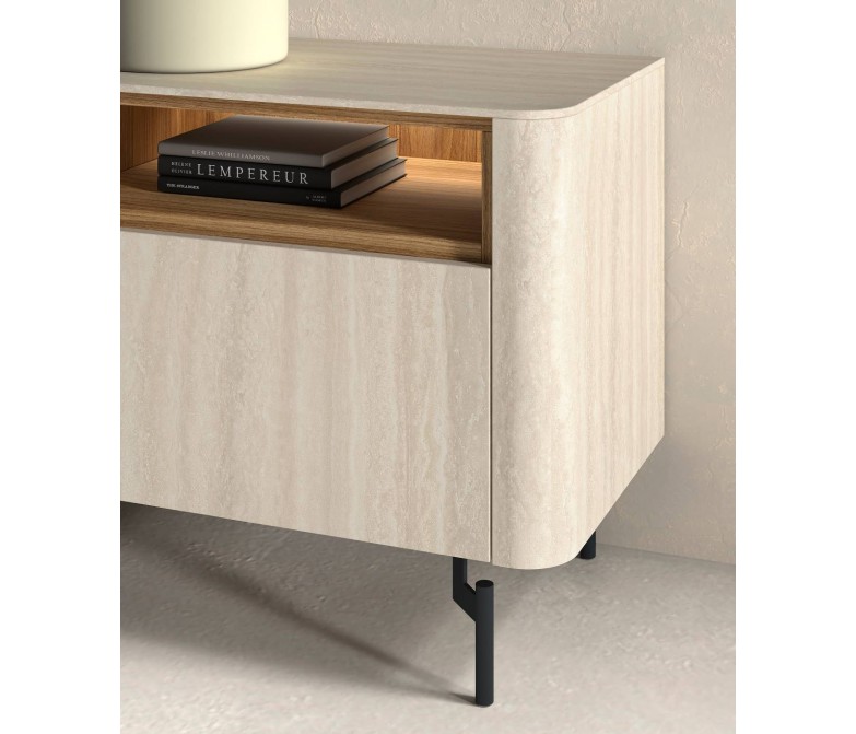 Aparador moderno en acabado efecto piedra con detalles en madera DS648B034