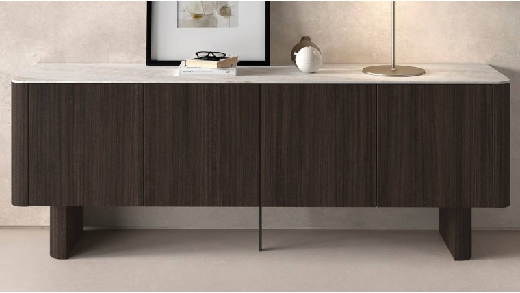 Aparador moderno con acabado oscuro y sobre efecto piedra DS648B037