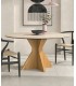 Mesa de comedor redonda con base escultórica en acabado madera DS648B071