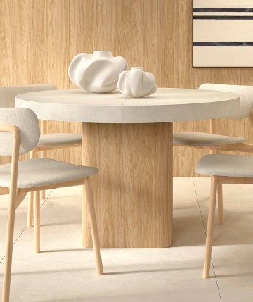 Mesa de comedor redonda extensible acabado madera DS648B085