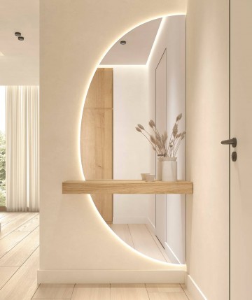 Mueble recibidor de madera con espejo retroiluminado DS648B125