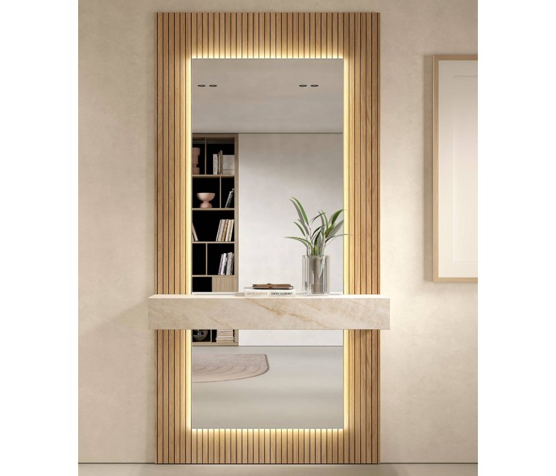 Mueble recibidor con panel y espejo DS648B136