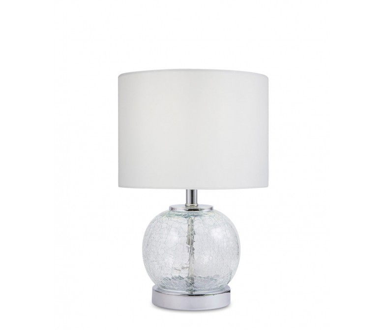 Lámpara de mesa con pie esférico de cristal