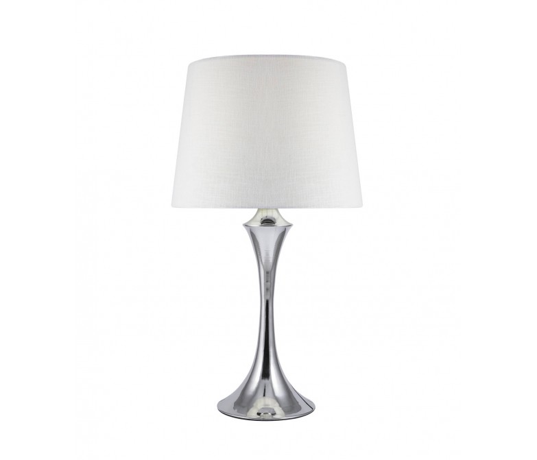 Lámpara de mesa con pie de metal cromado