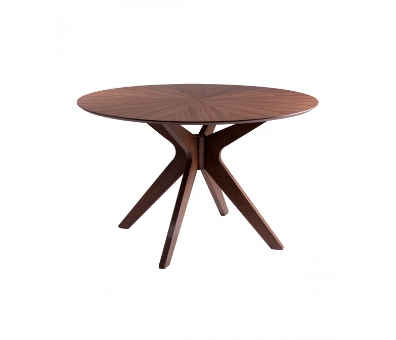 Mesa fija de madera redonda con patas tipo aspa