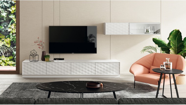 Mueble modular blanco con frente tridimensional