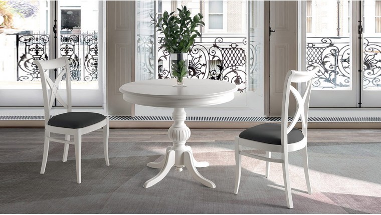 Mesa redonda blanca extensible de diseño clásico DS832017