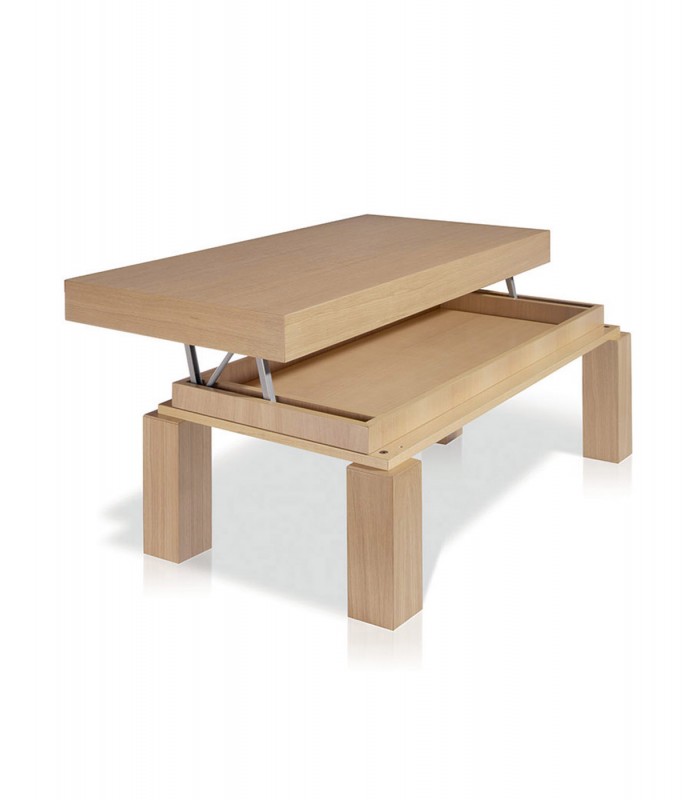 Mesa de centro elevable con tapa de madera o cristal DS832279