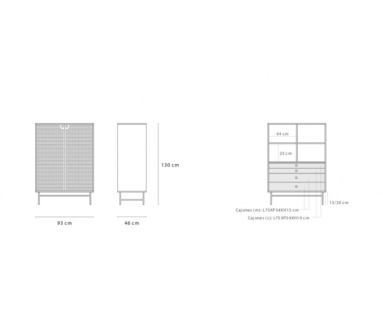 Mueble auxiliar de líneas rectas e inspiración industrial DS104PNT