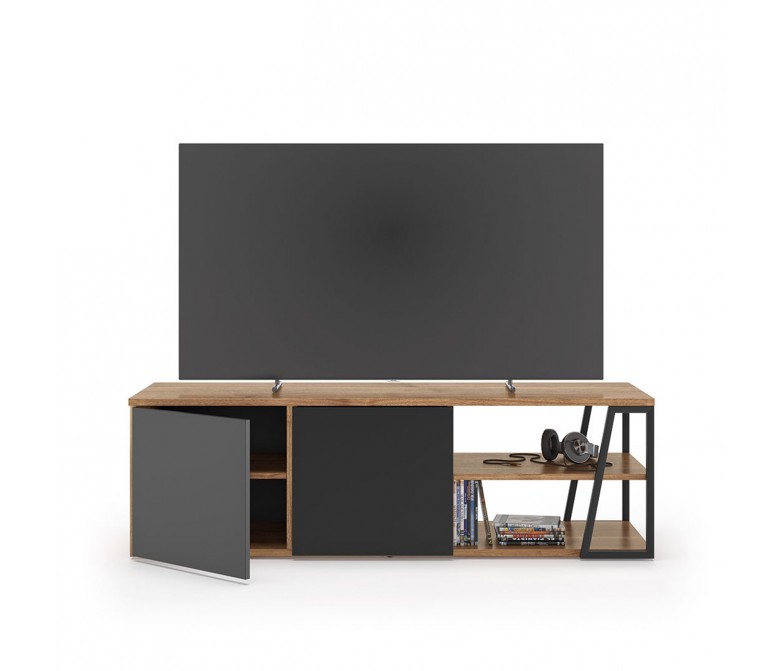 Mesa de TV de diseño moderno que combina metal y madera DS176LB