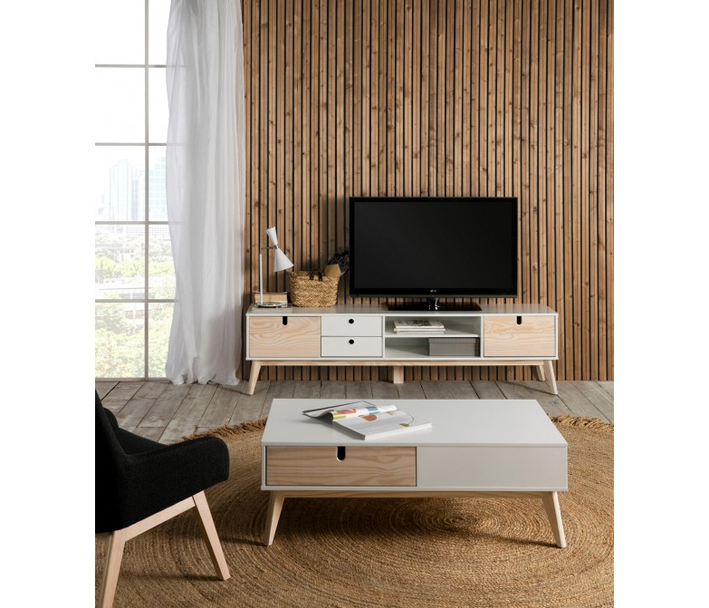 Mueble TV de estilo nórdico con puertas y cajones DS104KR