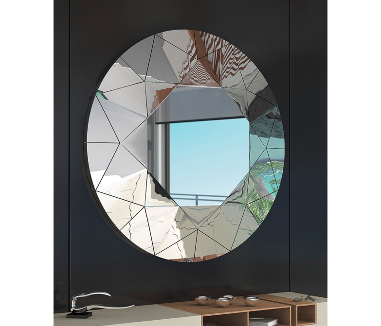 Consola de colgar y espejo redondo diseño geométrico 511