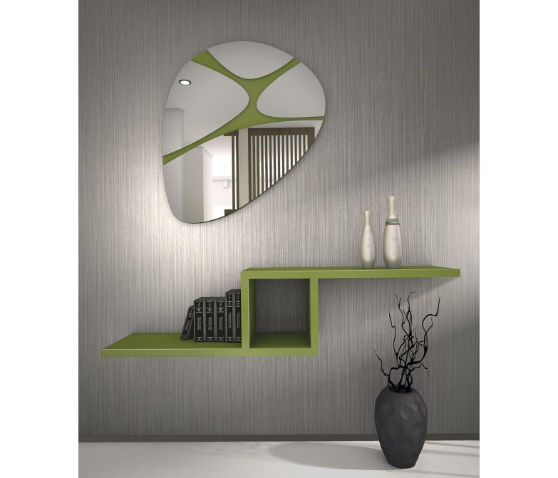 Espejo oval con detalle en verde 511
