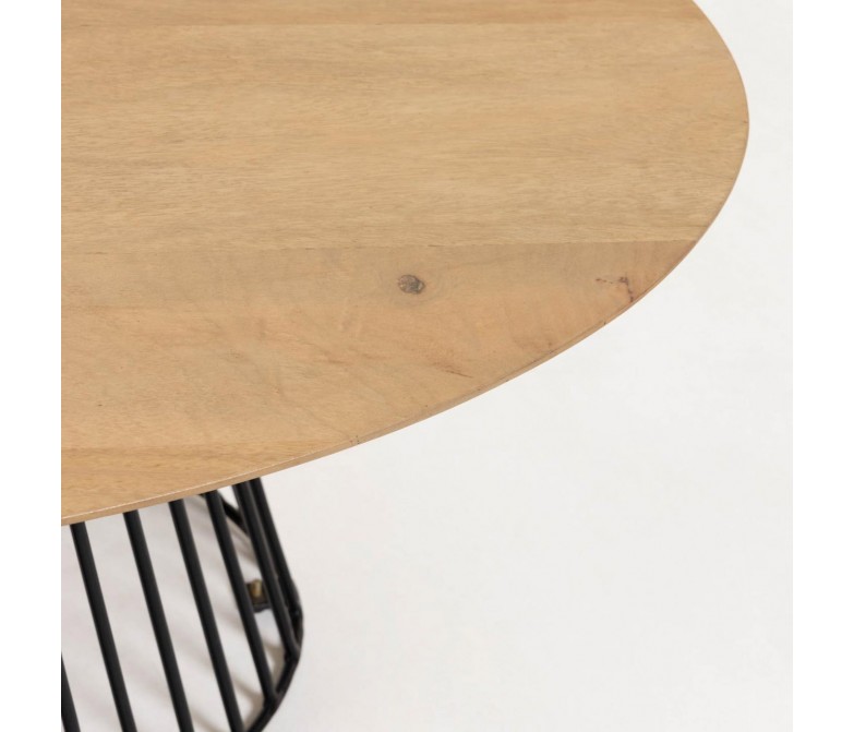 Mesa de centro de madera maciza de mango y pie de acero acabado negro DS340LSK