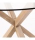 Mesa redonda de cristal con patas de acero efecto madera DS340RY