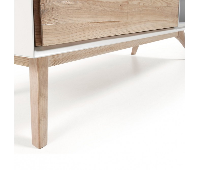 Mueble TV de estilo nórdico en color blanco mate y madera de fresno DS340QTR